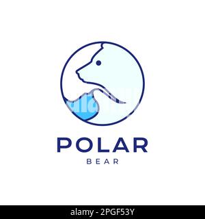 wildlife iceberg polar bear geometric circle modern logo design design Stock Vector