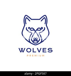 animal wildlife beast forest jungle wolf head line art modern minimal logo design vector Stock Vector