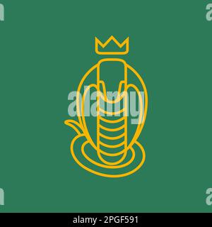animal reptile snake cobra crown king modern geometric minimal logo design design Stock Vector