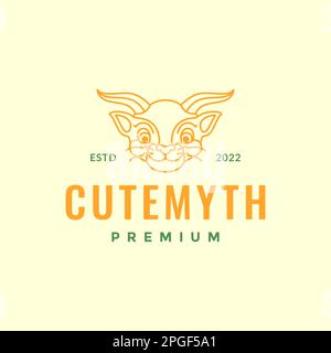 animal beast myth fairy tale ancient tiger horned smile mascot cute sticker logo design vector Stock Vector