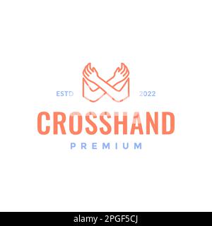 cross hand body language hipster logo design vector Stock Vector