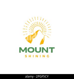 shining sun morning mountain sunburst colorful panoramic logo design vector Stock Vector