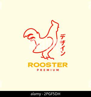 animal bird poultry chicken rooster line modern minimal logo design vector Stock Vector