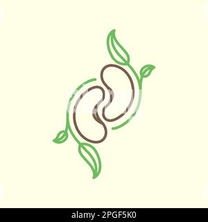 peanut seeds leaves leaf growth plant line art colorful logo design vector Stock Vector