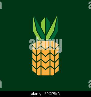 fresh fruit pineapple polygonal modern flat logo design vector Stock Vector