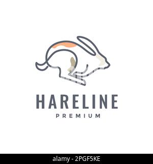 animal pets rabbit hare bunny jumping abstract line art modern colorful logo design vector Stock Vector