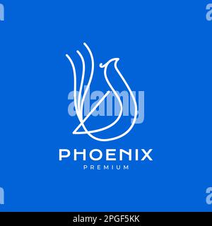 bird long tail phoenix line art minimal modern logo design vector Stock Vector