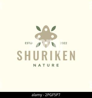 shuriken ninja japanese leaves nature hipster logo design vector Stock Vector