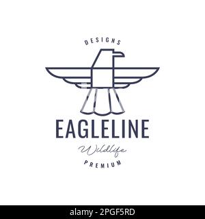 flying bird eagle wildlife beast hunting prey polygonal line minimal logo design vector Stock Vector