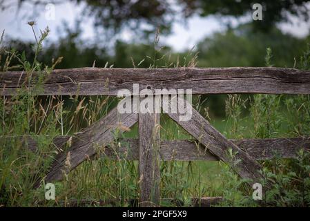 Close up of an old wooden fence background Stock Photo