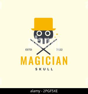 skull cranium hat magician colorful logo design vector Stock Vector