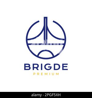 architect construction bridge lake river circle modern minimalist logo design vector Stock Vector