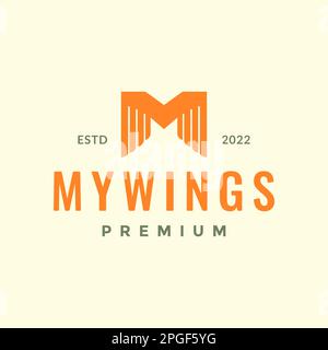 letter M or initial M with wings modern polygonal geometric logo design vector Stock Vector