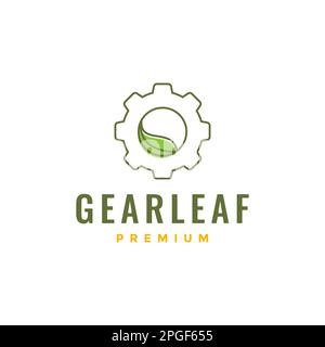 nature outdoor leaves leaf service gear abstract logo design vector Stock Vector
