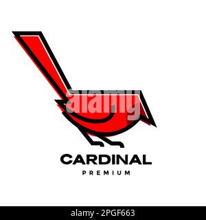 beautiful bird cardinal red abstract line colorful modern logo design vector Stock Vector