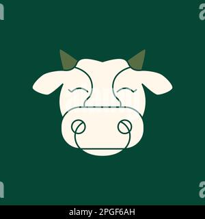 animal farm cattle livestock fat cows head milk beef cute smile mascot cartoon modern logo design vector Stock Vector