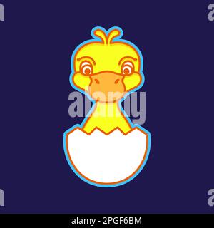 animal pets poultry little duck duckling hatch egg cute mascot cartoon modern colorful logo design vector Stock Vector