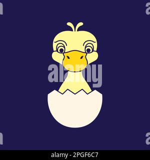 animal pets poultry little duck duckling hatch egg cute mascot cartoon flat logo design vector Stock Vector