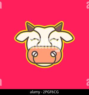 animal farm cattle livestock fat cows head milk beef cute smile mascot cartoon colorful logo design vector Stock Vector
