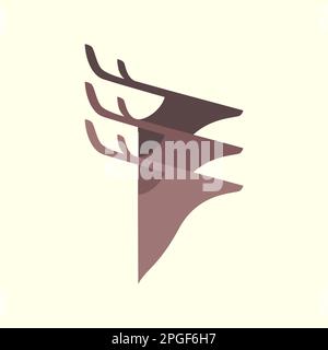 head deer abstract colorful modern geometric logo design vector Stock Vector