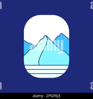 rounded badge modern iceberg mountain ice water cold colorful abstract logo design vector Stock Vector