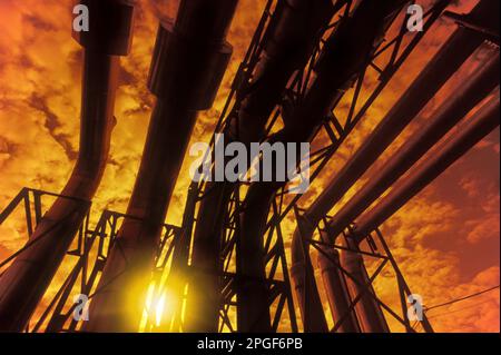 STEAM PIPES GREAT BOREFIELD GEOTHERMAL POWER PLANT WAIRAKE NORTH ISLAND NEW ZEALAND Stock Photo