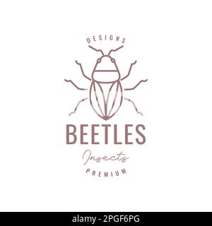 animal insect scarabs beetle line art hipster logo design vector Stock Vector