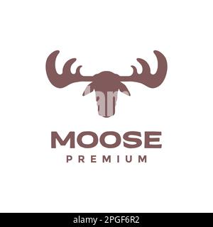 animal forest jungle herbivore deer moose head horned strong modern logo design vector Stock Vector