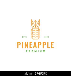 fresh fruit pineapple polygonal line minimal logo design vector Stock Vector
