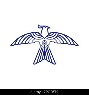 flying bird freedom horned eagle technology modern geometric line art logo design vector Stock Vector