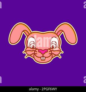 pets bunny hare rabbit face head long ear mascot cartoon cute colorful modern logo design vector Stock Vector