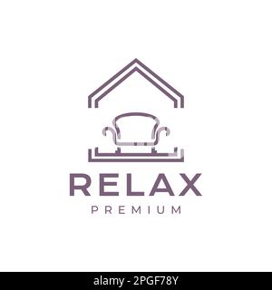 interior sofa soft cozy futuristic modern minimalist logo design vector Stock Vector