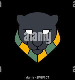 animal beast wildlife jungle carnivore panther leopard head geometric flat logo design vector Stock Vector