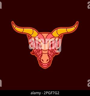 creature ancient legend myth scared horned dragon head colorful logo design vector Stock Vector