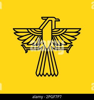 flying bird horned eagle hunting prey modern geometric line art logo design vector Stock Vector