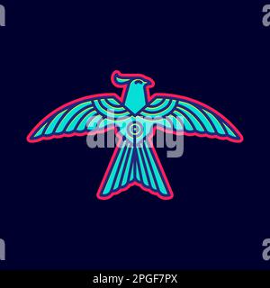 flying bird freedom horned eagle technology modern geometric colorful abstract logo design vector Stock Vector