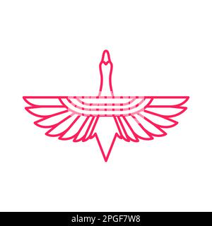 flying bird goose modern geometric line art logo design vector Stock Vector