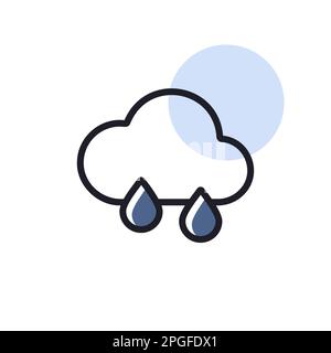 Raincloud with raindrops vector icon. Meteorology sign. Graph symbol for travel, tourism and weather web site and apps design, logo, app, UI Stock Vector