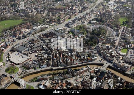 Wisbech market place town centre and inland port in the Fenland area of ...