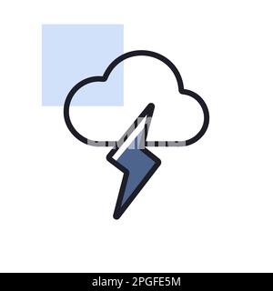 Cloud with lightning vector icon. Meteorology sign. Graph symbol for travel, tourism and weather web site and apps design, logo, app, UI Stock Vector