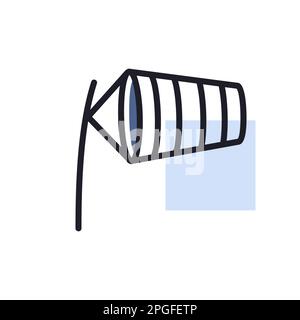 Windsocks inflated by wind at the airport runway vector icon. Meteorology sign. Graph symbol for travel, tourism and weather web site and apps, UI Stock Vector
