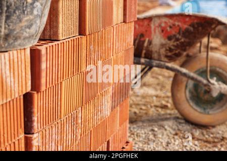 A closeup shot of a construction site with various materials Stock Photo