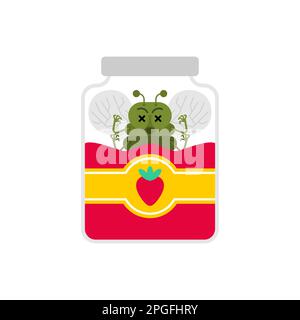 Fly died in jar of jam. Vector illustration Stock Vector