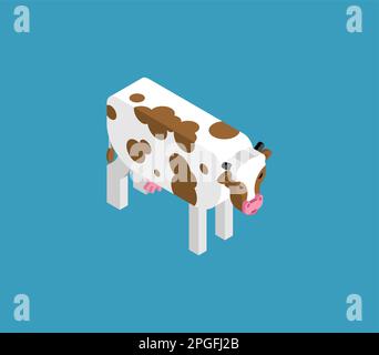 Cow isometric style isolated. Vector illustration Stock Vector