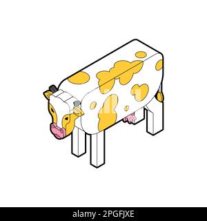 Cow isometric style isolated. Vector illustration Stock Vector