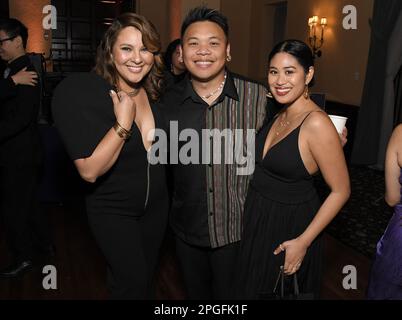 Los Angeles, USA. 21st Mar, 2023. (L-R) Giselle Tongi, AJ Rafael and Alyssa Navarro Rafael at the CAPE Presents RADIANCE Gala held at The Ebell Club of Los Angeles in Los Angeles, CA on Tuesday, ?March 21, 2023. (Photo By Sthanlee B. Mirador/Sipa USA) Credit: Sipa USA/Alamy Live News Stock Photo