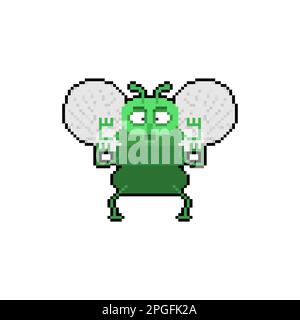 Fly cartoon pixel art. horsefly, gadfly 8 bit. pixelated Vector illustration Stock Vector