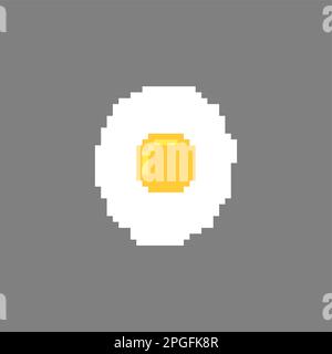 8 bit Fried egg pixel art. pixelated breakfast concept Stock Vector