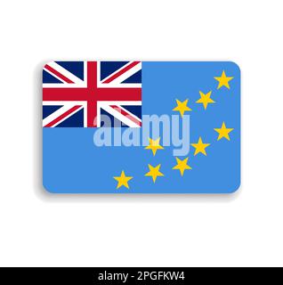 Tuvalu flag - flat vector rectangle with rounded corners and dropped shadow. Stock Vector