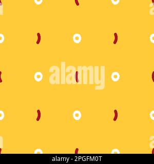Egg and sausage pixel art pattern seamless. 8 bit Fried egg and bacon background. pixelated breakfast concept texture Stock Vector